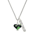 thumbnail image 1 of Delight Jewelry Silvertone Lime Green Large Cheetah Print Heart Silvertone Hope Anchors the Soul Bar Charm Necklace, 23", 1 of 4