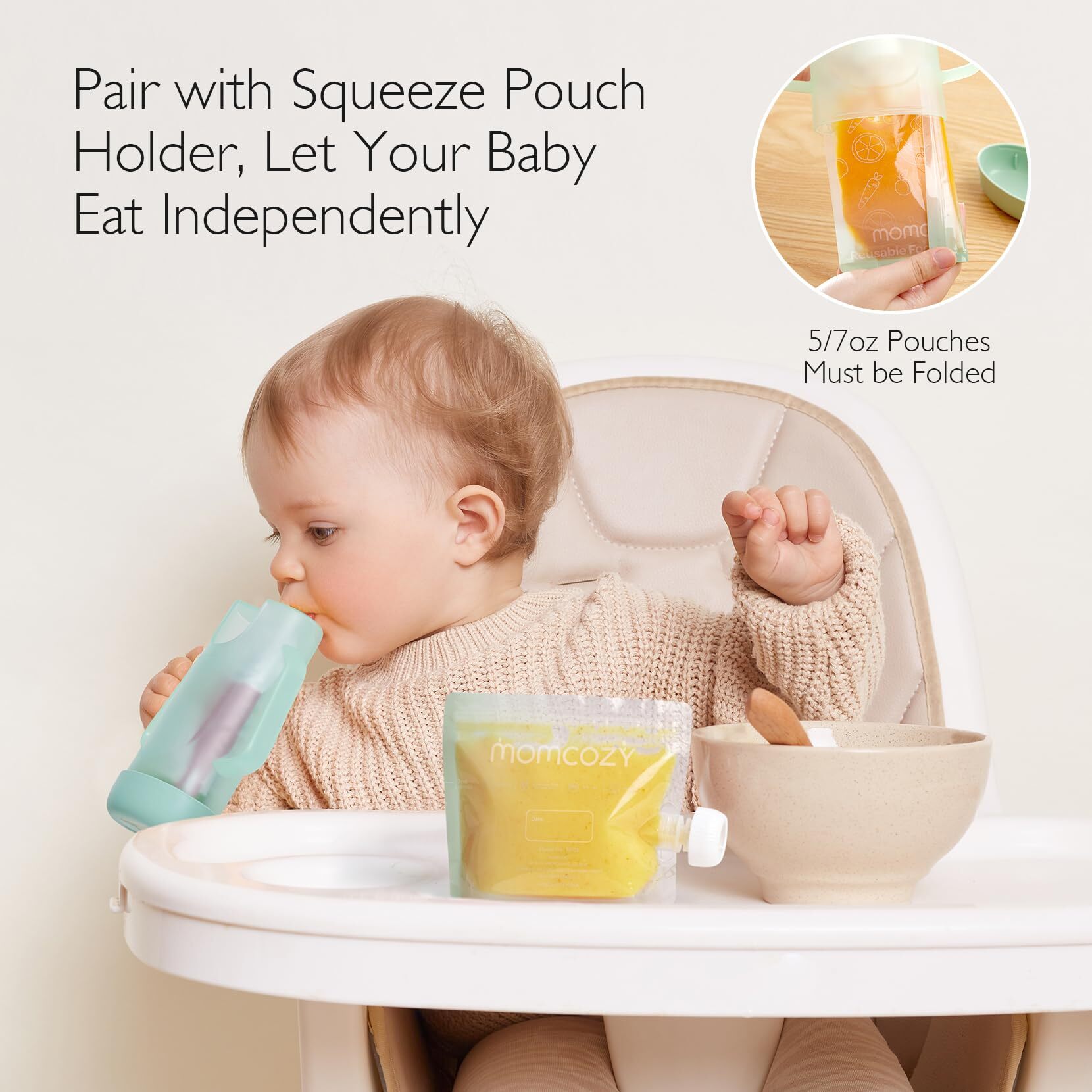 Momcozy Reusable Baby Food Pouches for Toddlers, 7oz photo 2