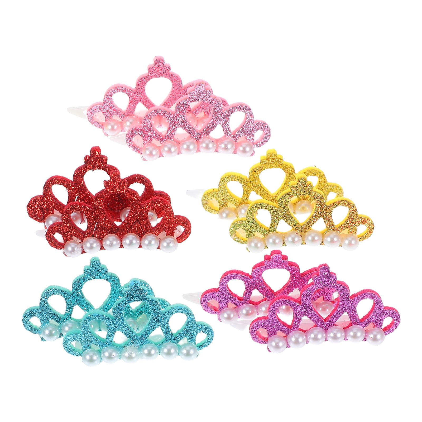 OULII 10Pcs Pet Hair Clips Crown Style Soft Comfortable Assorted Color Hair Pins