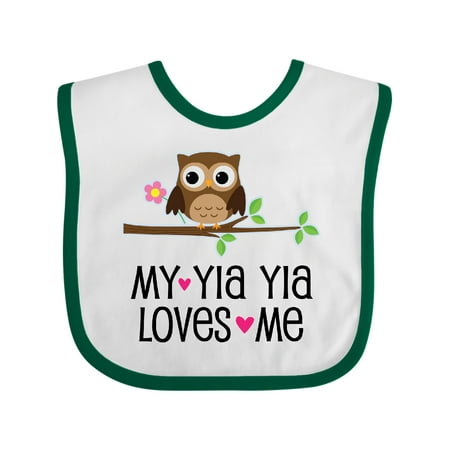 

Inktastic Yia Yia Loves Me Granddaughter Owl Gift Baby Girl Bib