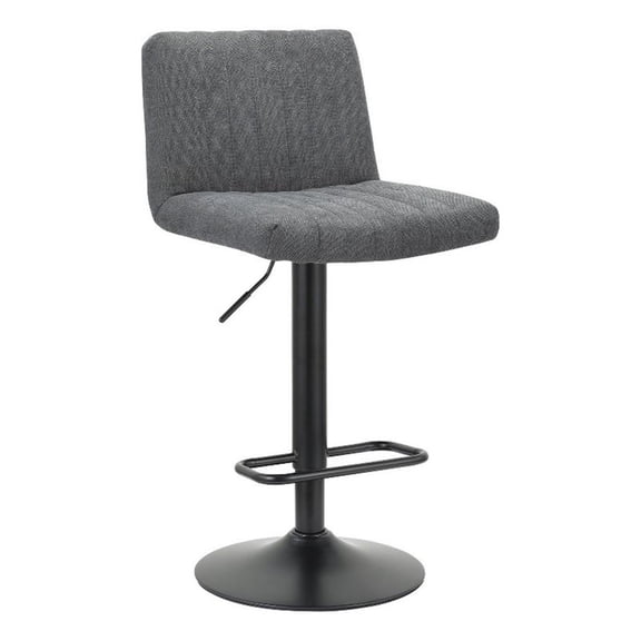 Benjara 24-31" Modern Barstool (Set of 2)- Adjustable Height- Gray Channel Tuft