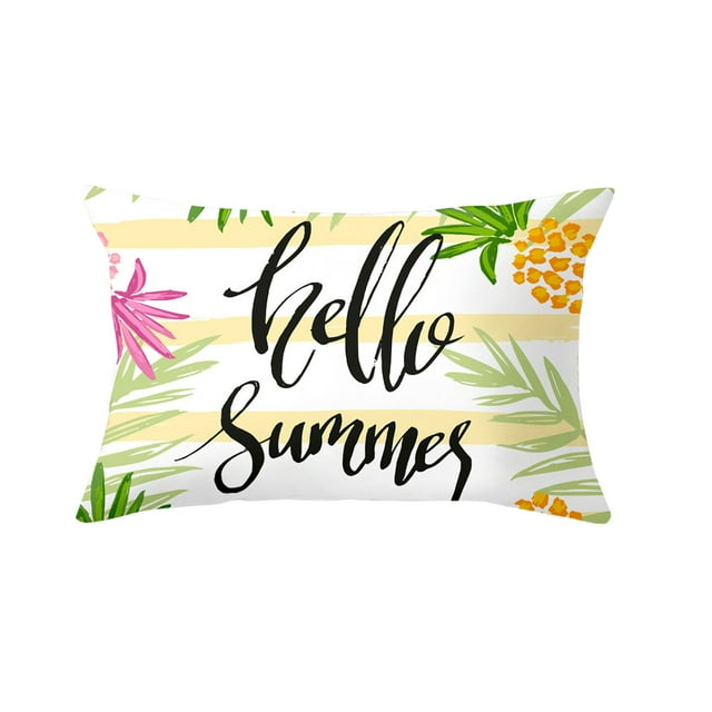 Pillow for Home - Hello Summer Sign Watermelon Pineapple Short Car Waist Sofa Window Throw Pillow