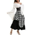 thumbnail image 4 of cocolona Womens Medieval Renaissance Long Dress One Shoulder Long Sleeve Patchwork Corset Dress Halloween Vintage Gothic Dress with Tops+Corset+Skirts, 4 of 6