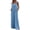 Blue, variant on Bib Jumpsuit for Womens, with Pockets Wide Leg Sleeveless Button Strap Loose Fashion Long Romper Yellow L