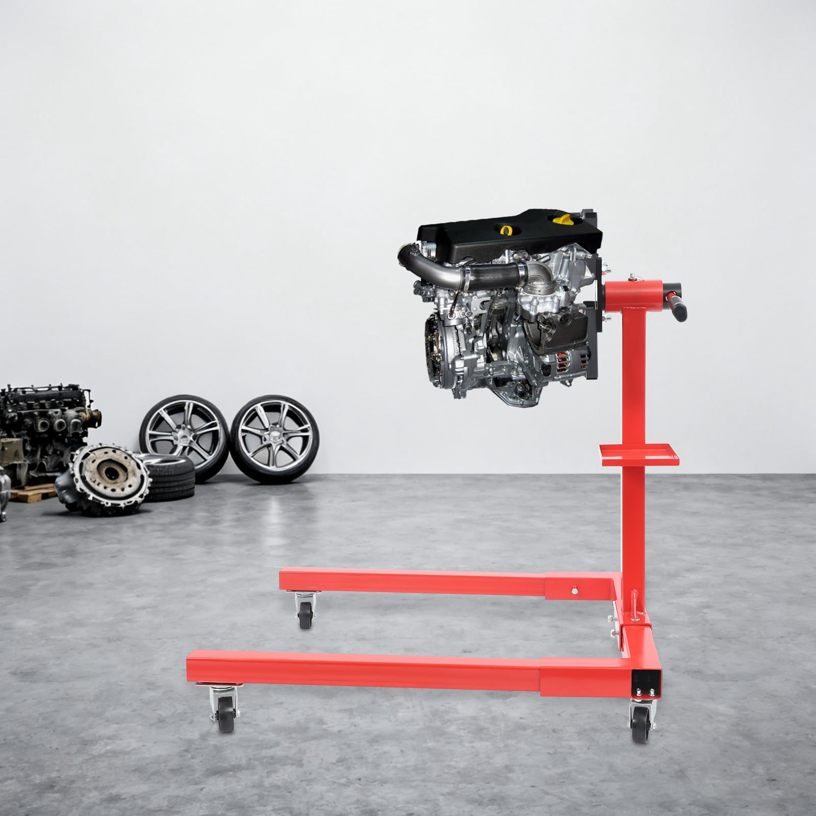 2000 LBS Modern Red Folding Engine Stand Vehicle Engine Block Stand 360 Degree Head 39.17*27.75*37.8in