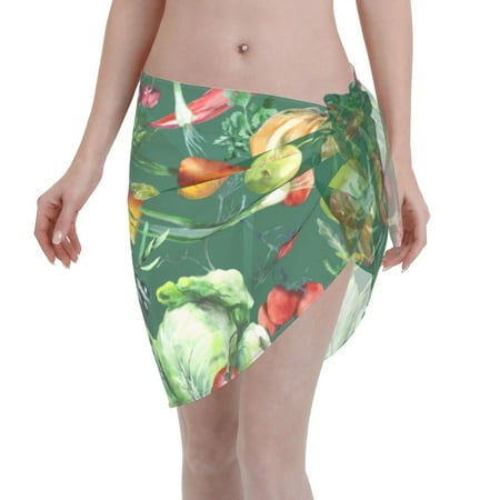 Ocsxa Vegan Print Sarong Coverups For Women Bathing Suit Wrap Swimsuit Skirt Beach Bikini Cover Up Swimwear
