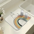 thumbnail image 4 of Yayeee Dish Drying Mat for Kitchen Counter 18" x 24" Microfiber Super Absorbent Coffee Decorative Pad, White Cat Rainbow, 4 of 9