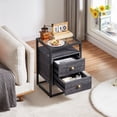 thumbnail image 5 of VECELO Set of 2 Glass Top Nightstand with 2-Drawer, Modern Side End Table with Open Storage Shelf for Bedroom Living Room Office, Charcoal Gray, 5 of 8
