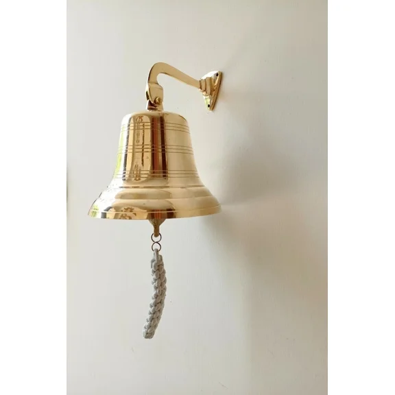 Brass Ship Bell – Nautical Wall Mount Door Bell | Antique Finish Maritime Home Décor | 7-Inch Brass Bell Gift Item