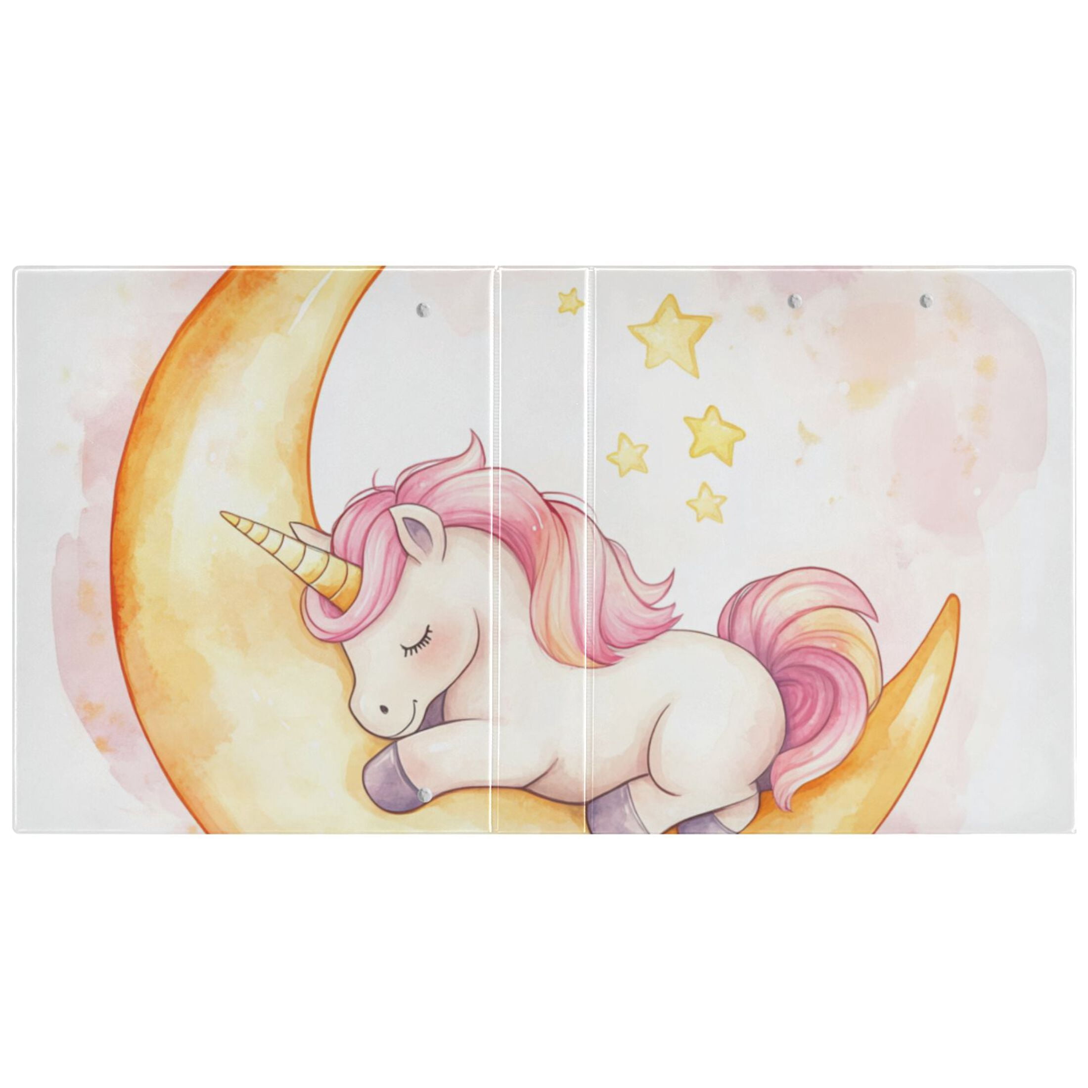 Unicorn Sleep Moon 3 Ring Binders 1.5 inch Hardcover File Folders with Interior Pockets A4 Size Organizer for School Office Hospital