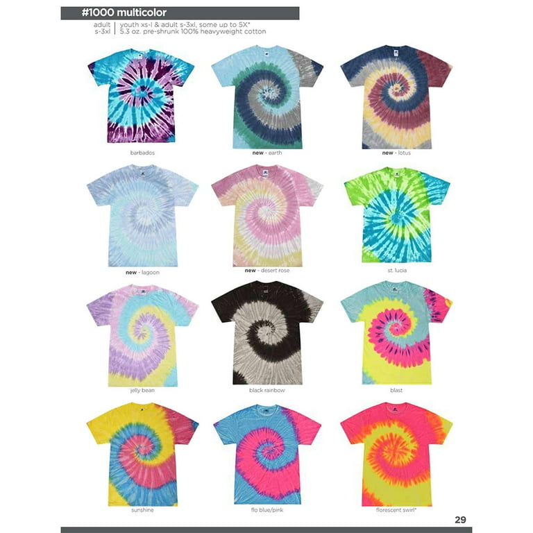 Colortone Tie Dye T-Shirts Pastel Colors Adult S to 5XL, Men, 100