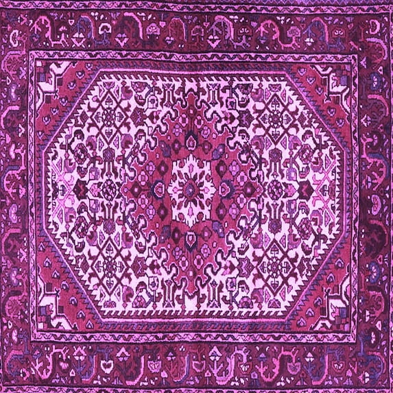 Ahgly Company Indoor Square Medallion Purple Traditional Area Rugs, 7' Square