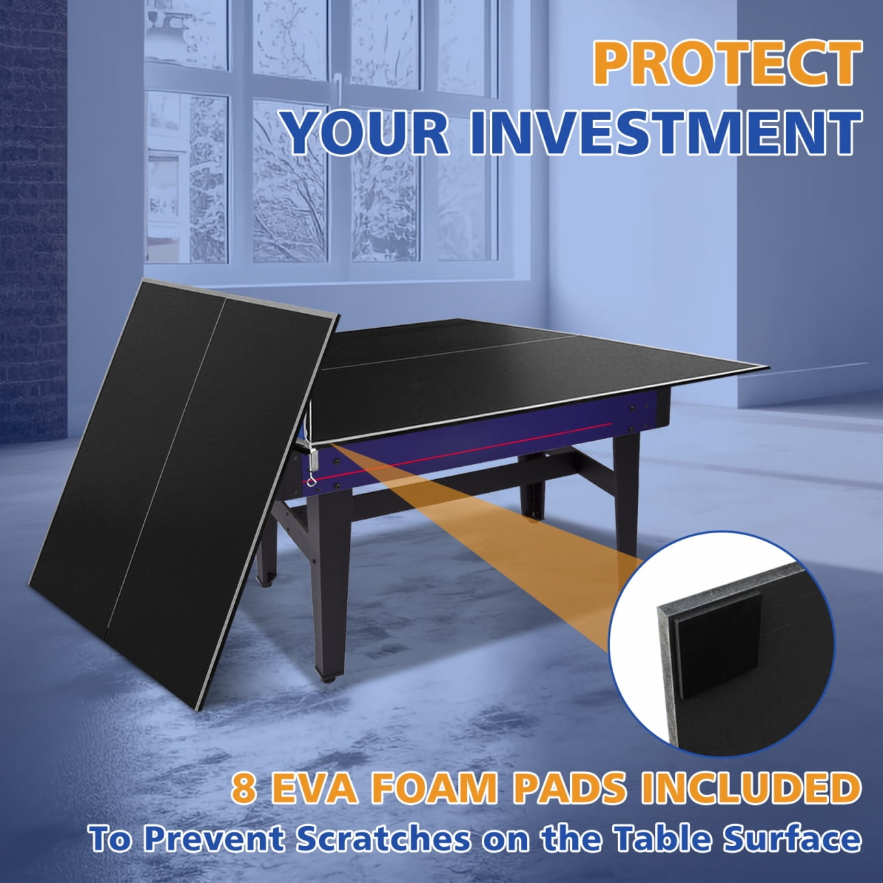 6ft x 3ft Folding Portable Table Tennis Conversion Top - Black Mid-Size for Indoor Games, Single-Sided Upright Design, Easy Storage & Setup