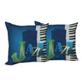 thumbnail image 6 of Ambesonne Abstract Throw Pillow Cover 2 Pack, Jazz Music Keys Guitar, 24", Navy Green White, 6 of 6
