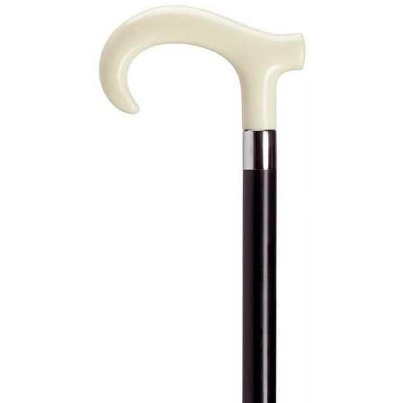Men Derby Hook Cane Black Maple Shaft, Ivory Handle