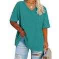 thumbnail image 2 of JGTDBPO Summer Plus Size Tops for Women Half Sleeve V Neck Basic T Shirts Oversized Tees Short Sleeve Casual Loose Fit Tunic Tops for Leggings Trendy Pullover Top Blouses, 2 of 4