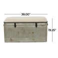 thumbnail image 4 of DecMode Metal Galvanized Storage Bench with Cream Burlap Top and Black Latches, Gray, 4 of 16