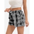 thumbnail image 3 of Womens Low Waisted Plaid Print Pajama Lounge Pants Elastic Cute Button Shorts, 3 of 6