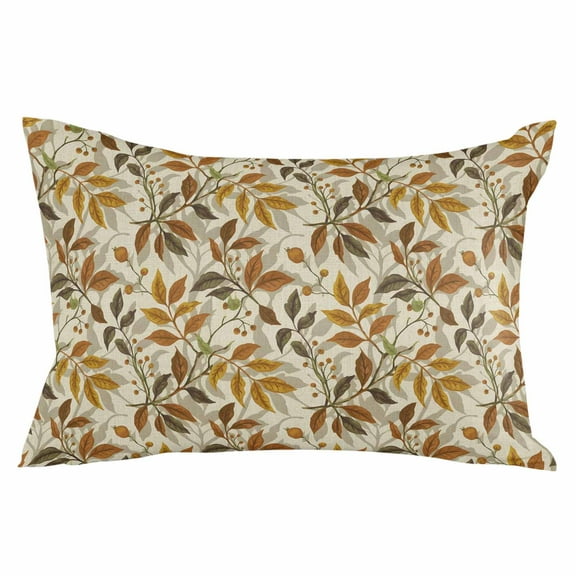 Fall Leaves Throw Pillow Cover 24 x 36 Inch Decorative Pillow Cover Farmhouse Autumn Beige Botanical Lumbar Pillowcase Seasonal Rectangle Cushion Case for Couch Sofa Bed Living Room