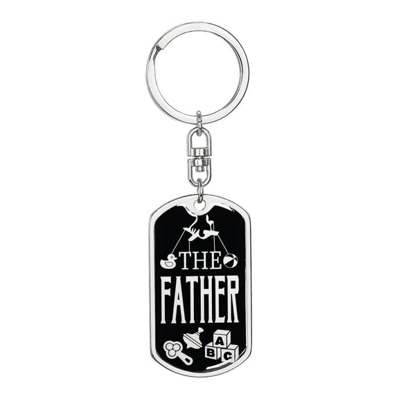 The Father Stainless Steel or 18k Gold Premium Swivel Dog Tag Keychain