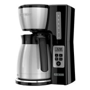 Black+decker 12 كوب صانع قهوة حراري قابل للبرمجة مع قوة المشروب وتقنية Vortex، أسود/فولاذ