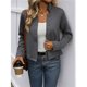 thumbnail image 4 of Chaqueta Corta con Botones para Mujer, Chaquetas Casuales de Larga, Abrigos Retro de Cuello Alto de Moda para Otoño Gris Oscuro XL, 4 of 10