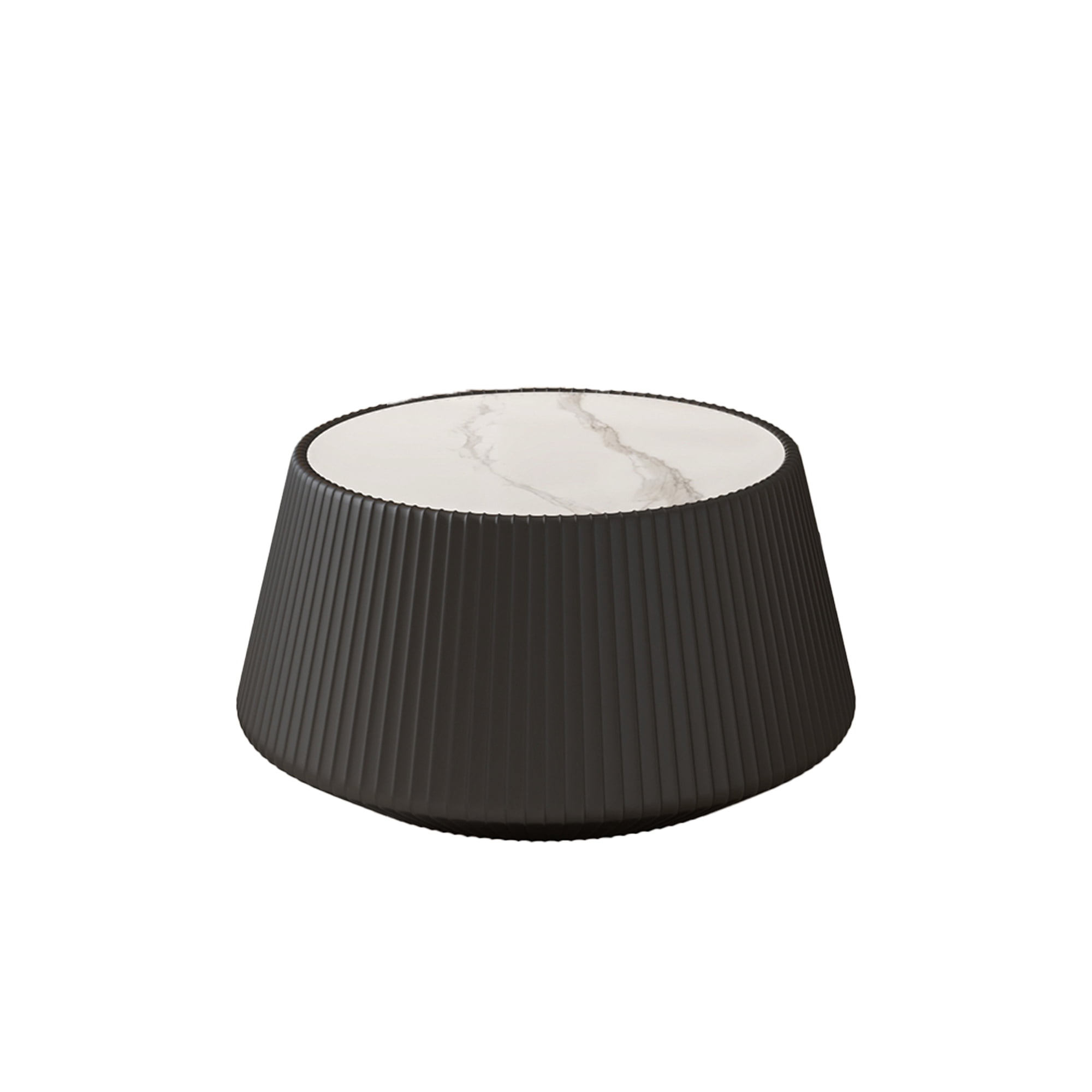 Leumius Light Sintered Stone Top Cup Shape Leather Coffee Modern Sofa Table for Apartment Living Room Furniture Black 1