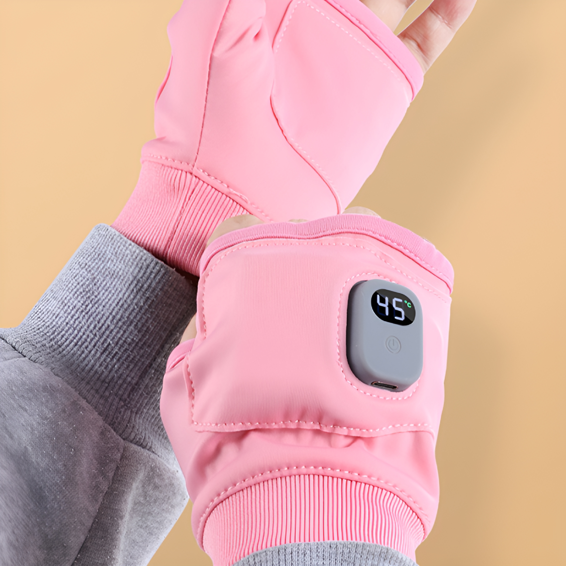 TELOLY Heated Gloves Fingerless for Women Man Rechargeable Electric Touchscreen Wearable Cold Winter Work Arthritis Pain Relief Hand Warmers Hot Compress Reusable Heated Fingerless Gloves