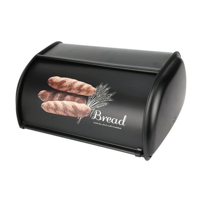 Boîte à pain pour comptoir de cuisine, boîte à pain en acier inoxydable 34 x 23 x 14,5 cm, grande capacité de stockage de pain, organisateur de rangement de cuisine avec porte