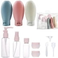 thumbnail image 3 of Juego de 11 botellas de viaje con bolsa de almacenamiento, tamaño de viaje, envases vacíos para crema líquida, loción, botella rociadora, tubos exprimibles, 3 of 4