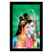 IBA Indianbeautifulart Lord Shiva & Parvati Picture Frame Religious Poster Black Wall Frame Deity Photo Frame Wall Decor For Home/ Office/ Temple-8 x 10 Inches