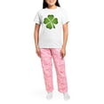 thumbnail image 4 of CafePress - Ireland Irish Clover Women's Light Pajamas - Women's Short Sleeve Print T-Shirt and Pants Light Cotton Pajama Set, 4 of 7
