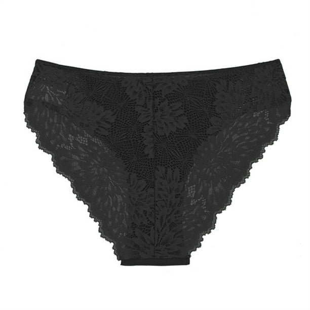 Gibobby Calzones para mujer sexy Ropa interior sexy de cintura para mujer bragas de color solido ropa interior de encaje bragas para mujer Negro M Bodega Aurrera en linea