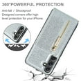 thumbnail image 5 of Allytech Glitter PU Leather Case for Samsung Galaxy S23 FE, Detachable Magnetic 2 in 1 Wallet Kickstand Case with Zipper Pocket & Card Holder, Shockproof Anti-Scratch Protective Case - Silver, 5 of 11