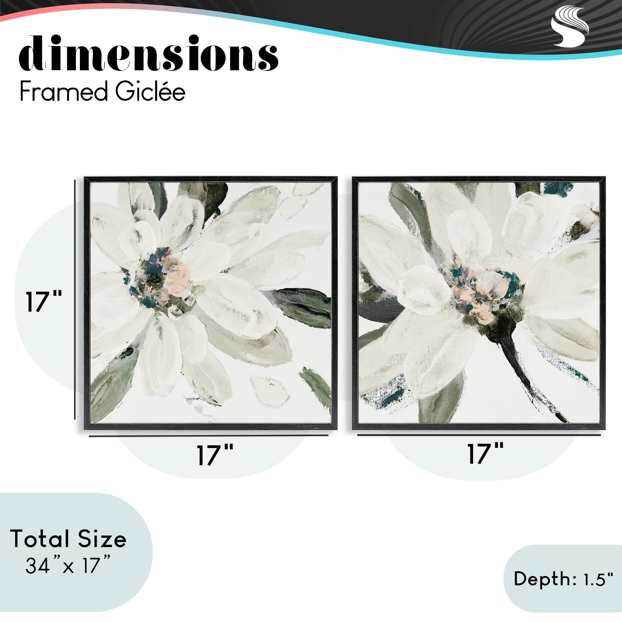 Stupell Industries Naturally Blooming White Flowers 2 Piece Black Framed Giclee Art Set, design by Lanie Loreth