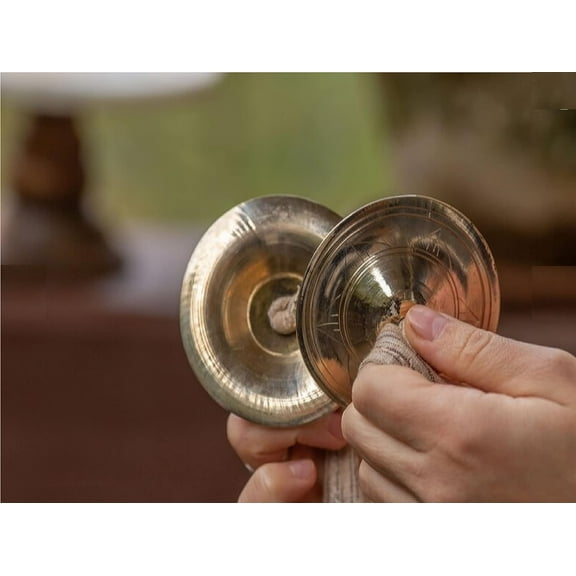 Traditional Brass Manjira Cymbals Kartal for Bhajan, Kirtan, and Pooja Rituals 1 Pair-4 Inch