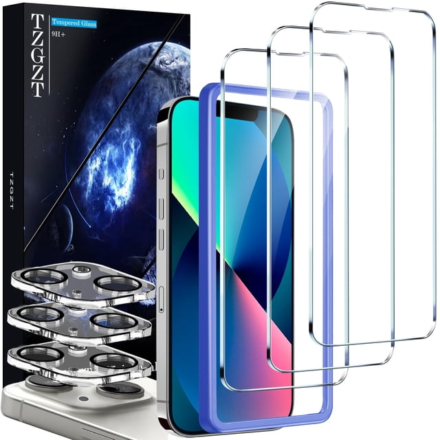 Protector de pantalla y protector de lente de cámara para iPhone 13, paquete de 3