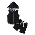thumbnail image 3 of Kkkded Toddler Baby Boys Summer Sweatshirt Set Hoodie Sleeveless Sweatsuit Zipper Top+ Solid Color Shorts Sets Newborn Cotton Outfit Clothes for 3m-3year, 3 of 10