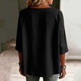 thumbnail image 6 of LEKWK 3/4 Length Sleeve Womens Tops Button Down V Neck Comfy Linen Shirts Loose Fit Skin Friendly Soft Lightweight Casual Tops, 6 of 8