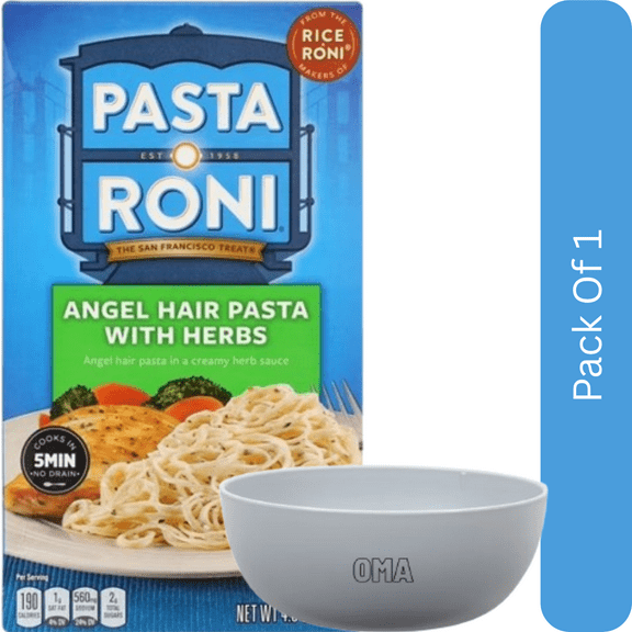 Pasta Roni Angel Hair Pasta with Herbs – 4.8 oz Box-With White Bowl By OMA