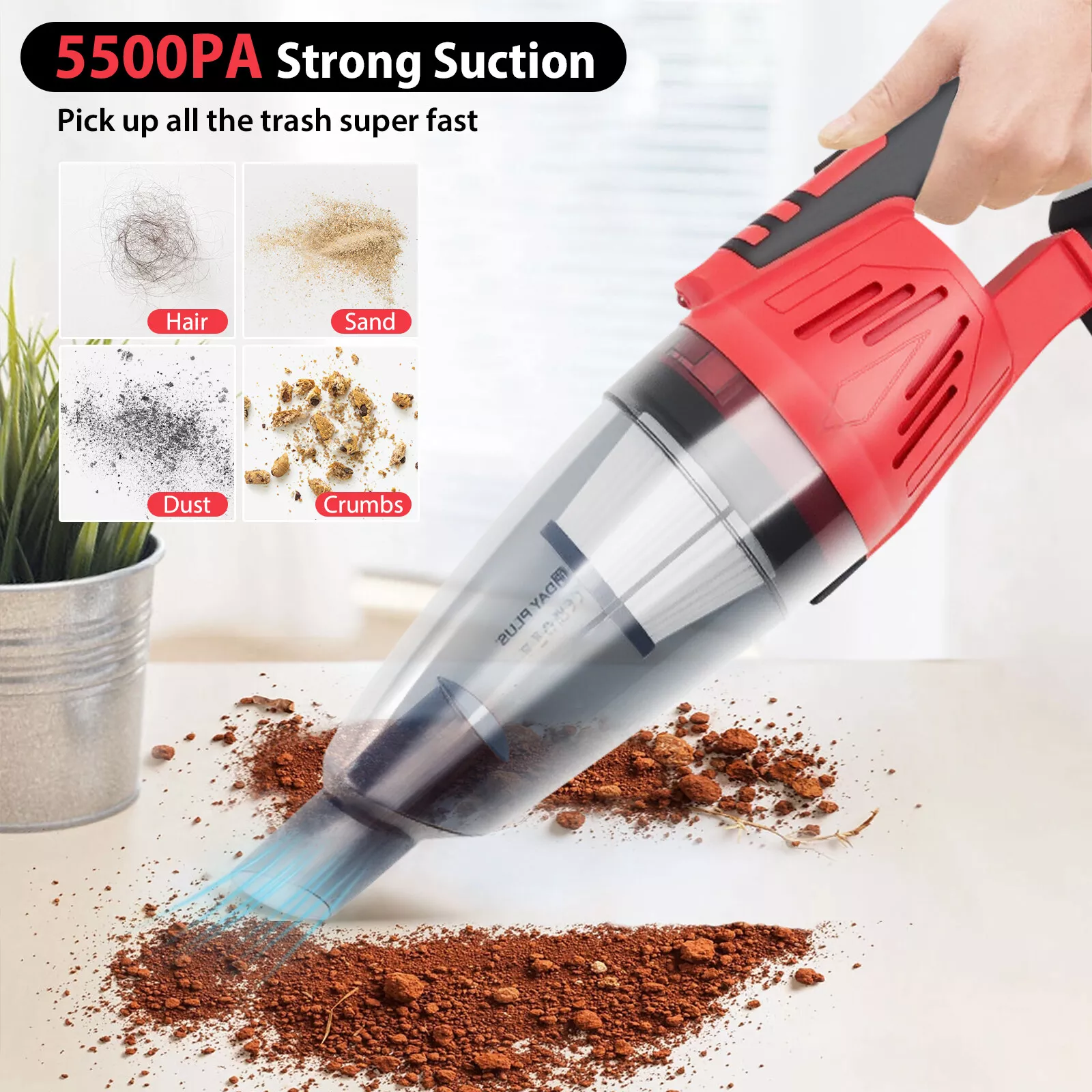 3 in 1 Cordless Vacuum Cleaner Rechargeable Lightweight Stick Vacuum Cleaner LED