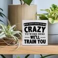 thumbnail image 4 of Zomyto 5"x5" Humorous Office Decorative Wooden Box Sign You Don't Have to Be Crazy to Work Here Wood Block Plaque Decor, 4 of 6