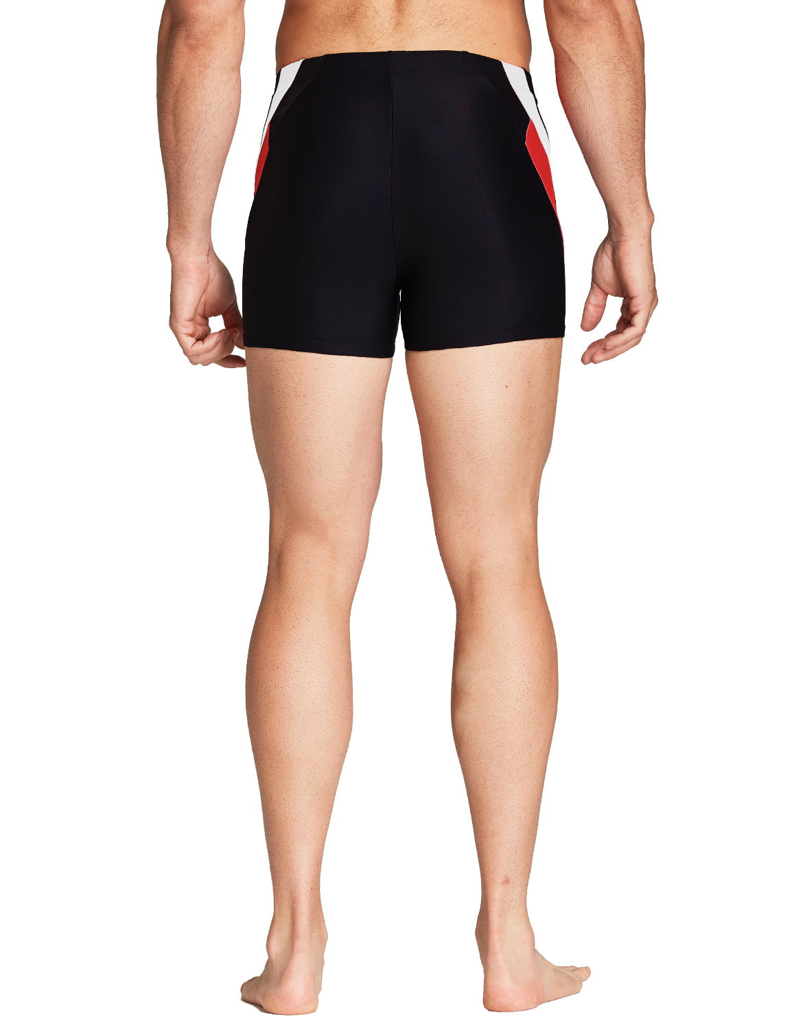 BALEAF Mens' Athletic Quick Dry Compression Square Leg Jammers Swim Brief Swimsuit Black Orange Sise 