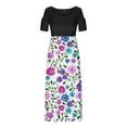 thumbnail image 3 of SMihono Robe Maxi Bohème d'Été pour Femmes Grande Taille Mode Décontractée Manches Courtes Épaules Dénudées Imprimé Col Rond Robe de Plage, 3 of 4