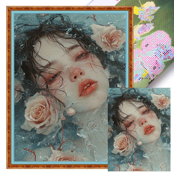 Kit Punto Cruz para Niña Bordado Con Hilo Algodón Ecológico 14CT Arte 45x60cm