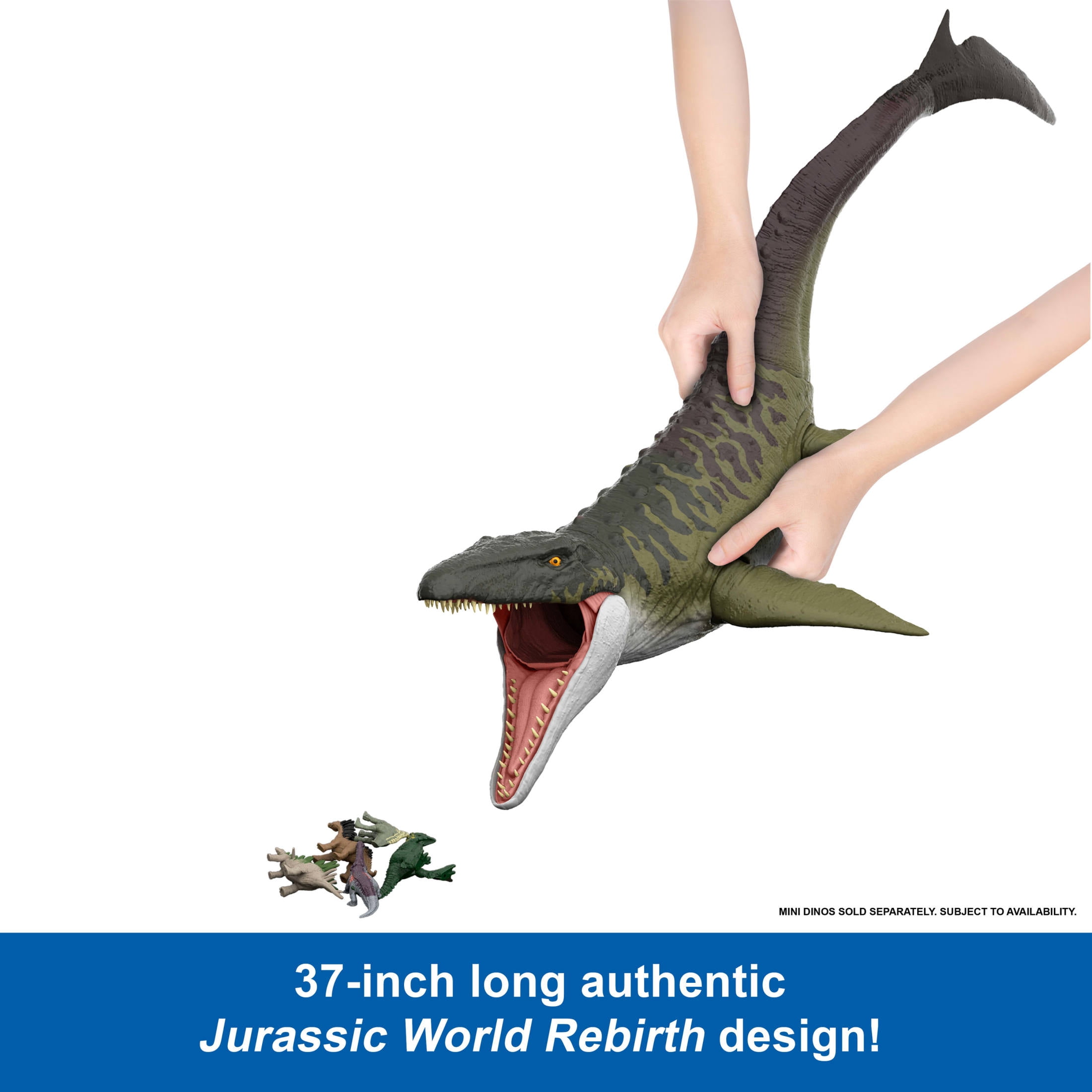 Jurassic World Rebirth Super Colossal Mosasaurus Action Figure, Dinosaur Toy with 2 Attack Actions