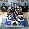 thumbnail image 3 of meiyoeat Sport Football Twin Sheets for Boys, Blue Flame Ball Bedding, 3pcs, 1 Flat Sheet, 1 Fitted Sheet and 1 Pillowcase, 3 of 6