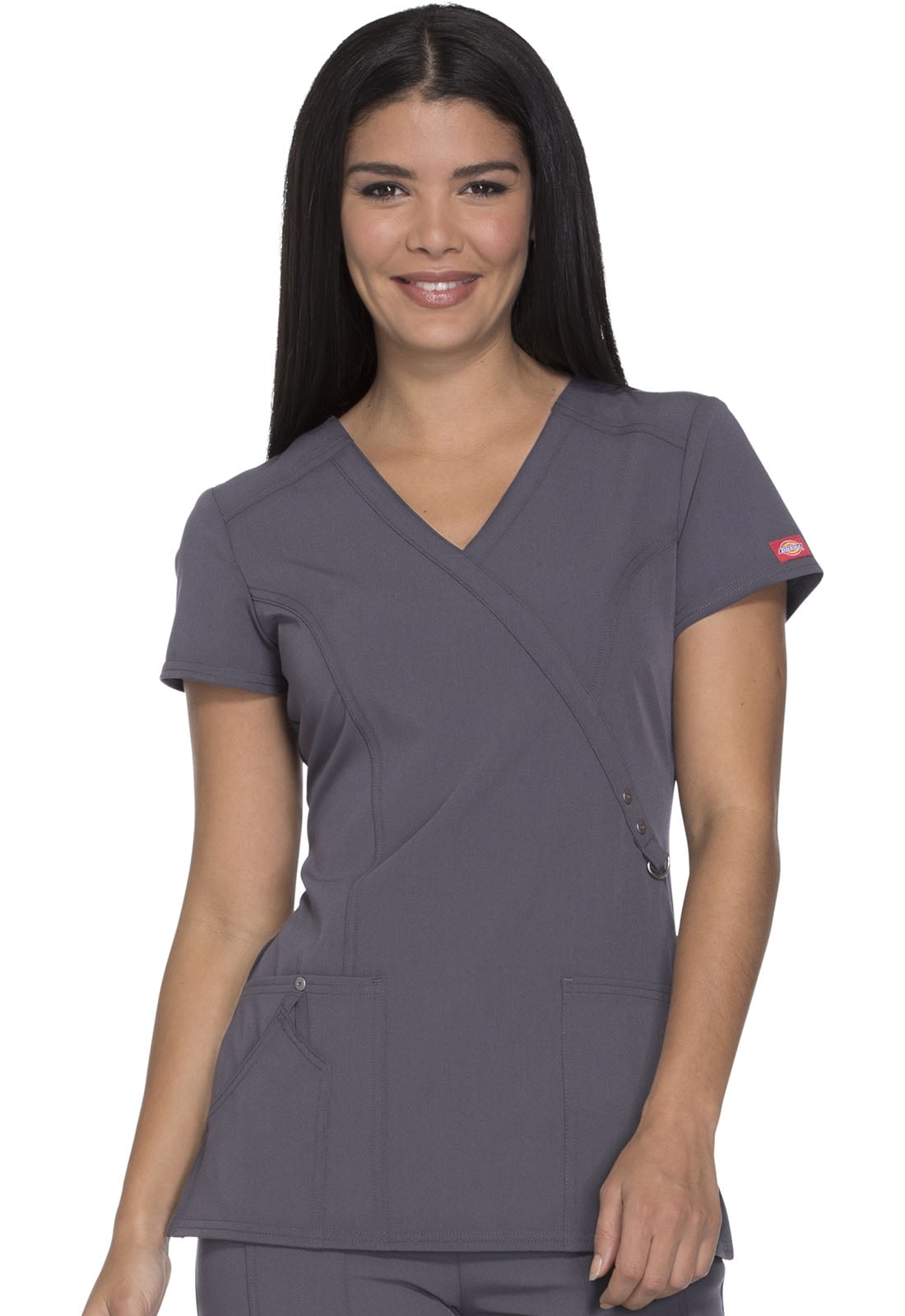 Dickies Xtreme Stretch Medical Scrubs Top for Women Mock Wrap Plus Size