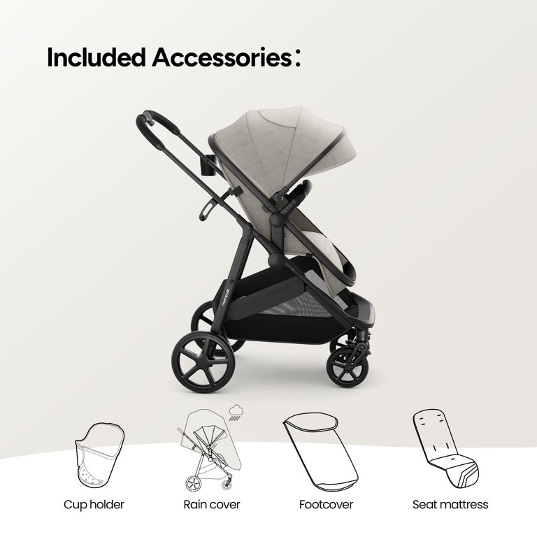 Mompush Wiz 2-in-1 Baby Stroller, Bassinet Mode, Reversible Seat 