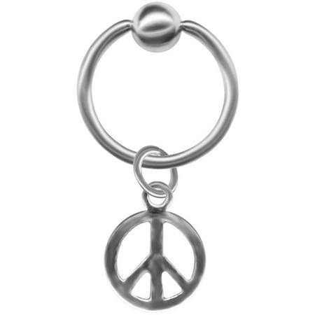 Peace Sign Captive Ring-Cartilage Earring Hoop-Belly Ring Body Jewelry Gauge:14g-14g Size:3/8-3/8